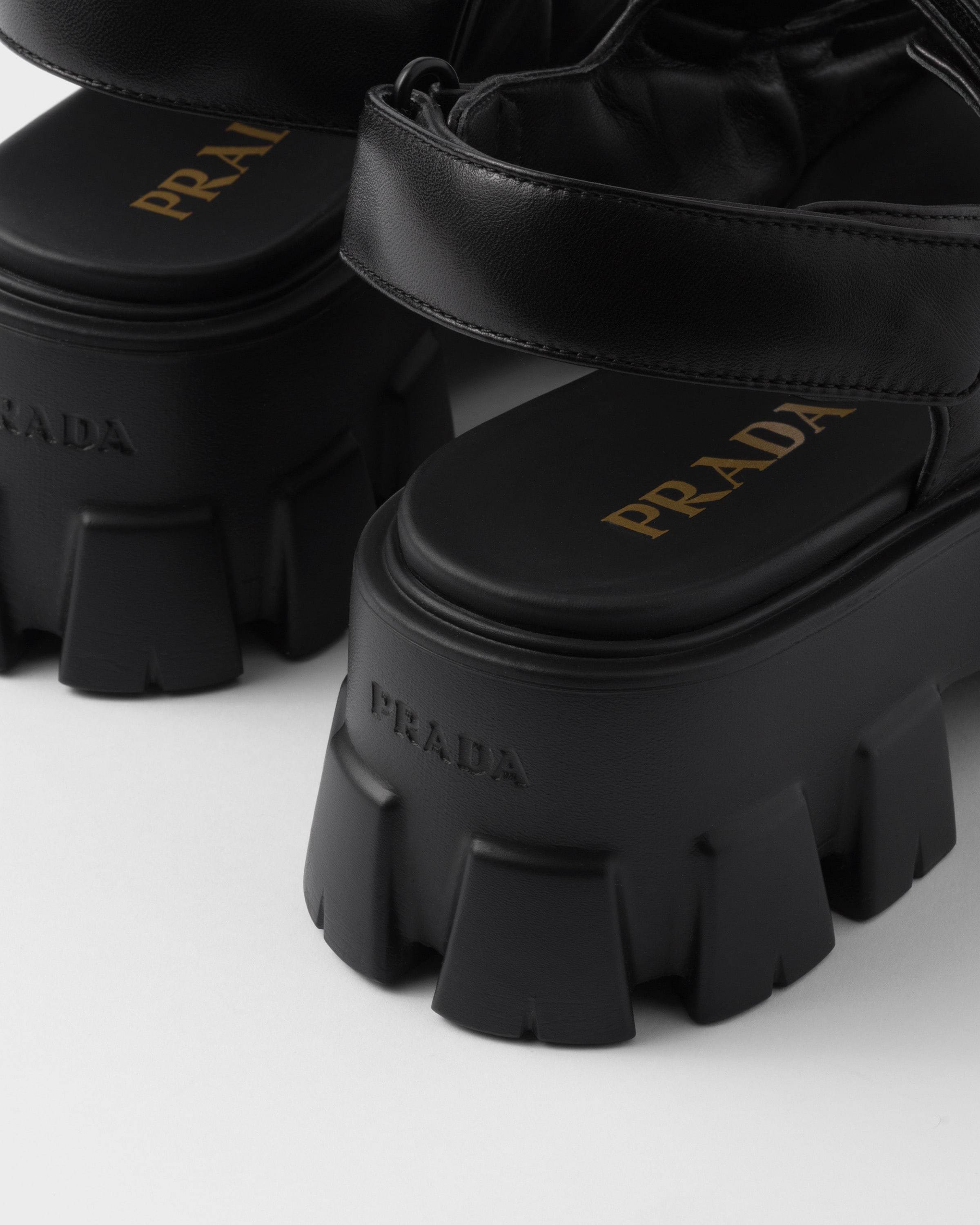 Prada Round-headed High-heeled Sandals In Black