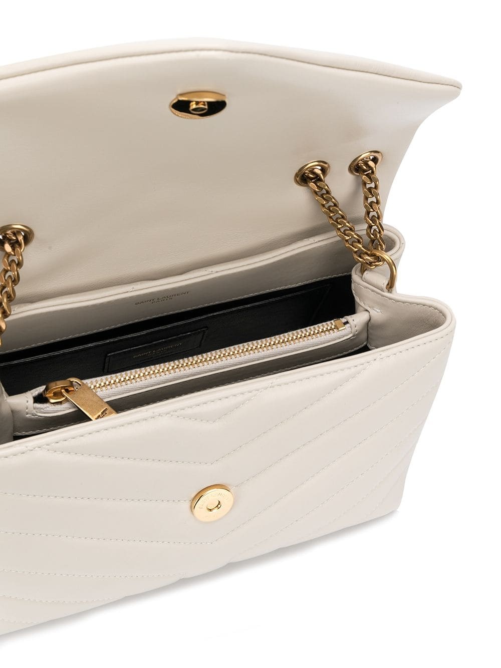 Saint Laurent Monogram Loulou Small Leather Shoulder Bag In White