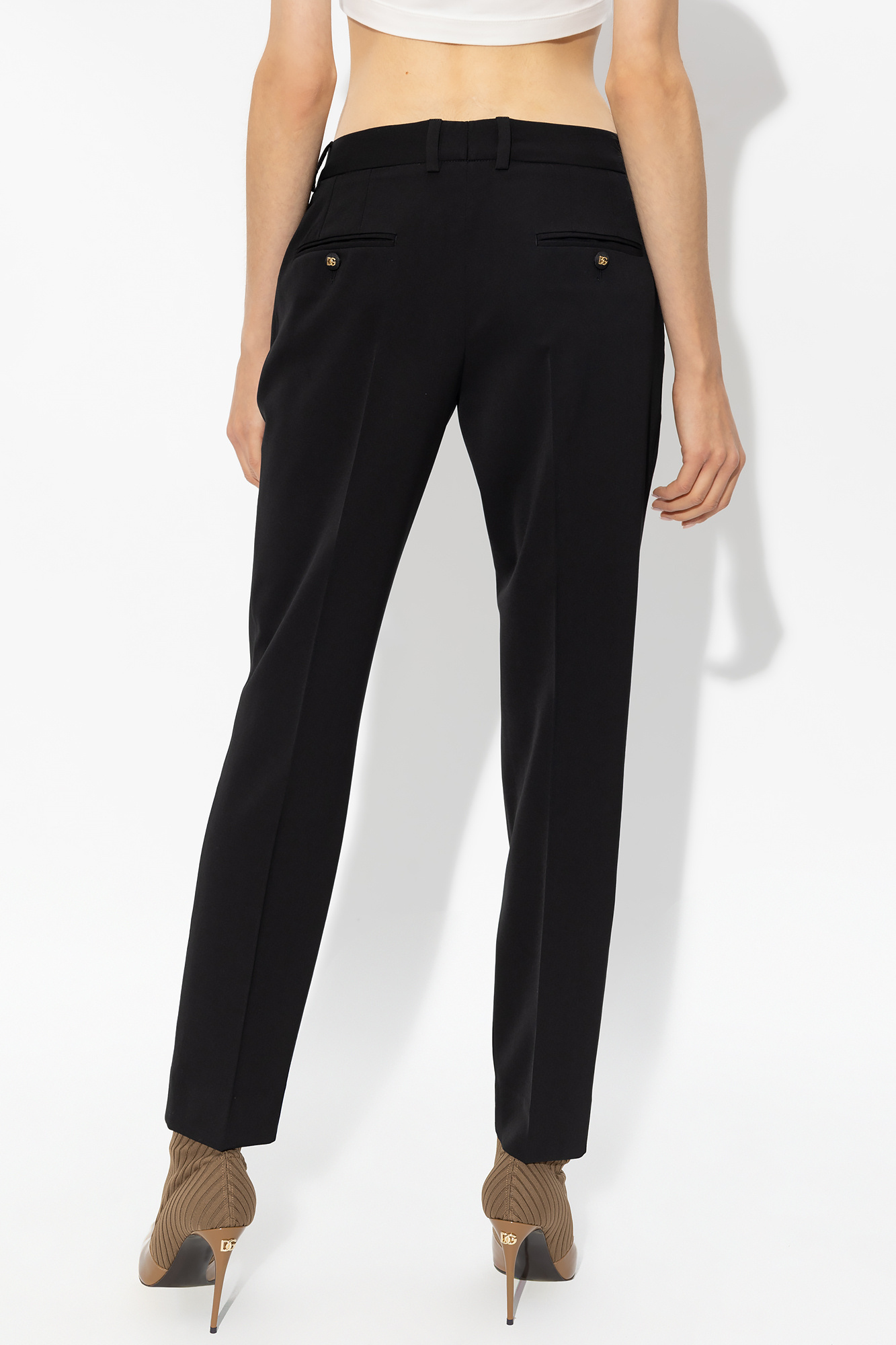 Dolce & Gabbana Kate Pleated Wool-blend Trousers In Black