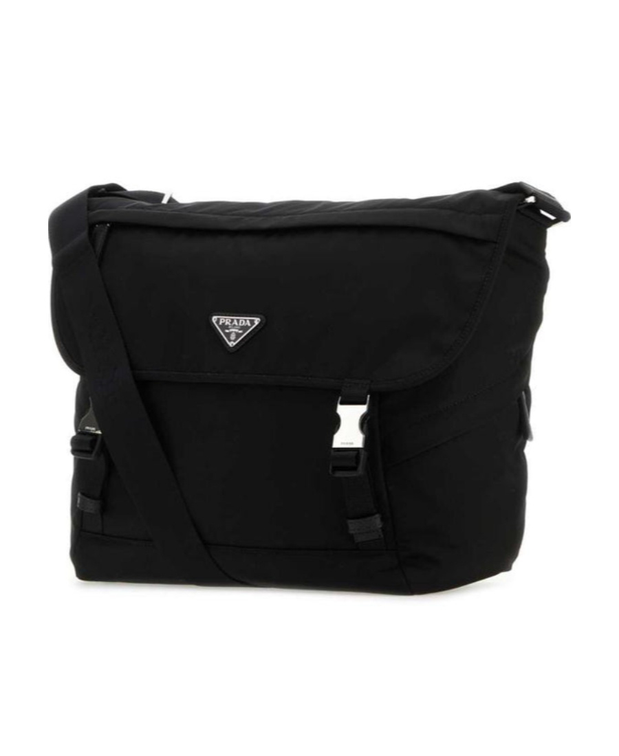 Prada Re-nylon And Saffiano Leather Shoulder Bag In Black