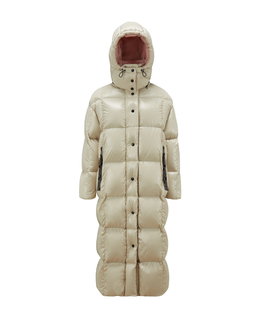 Moncler Long-sleeved Hooded Down Jacket In Nude