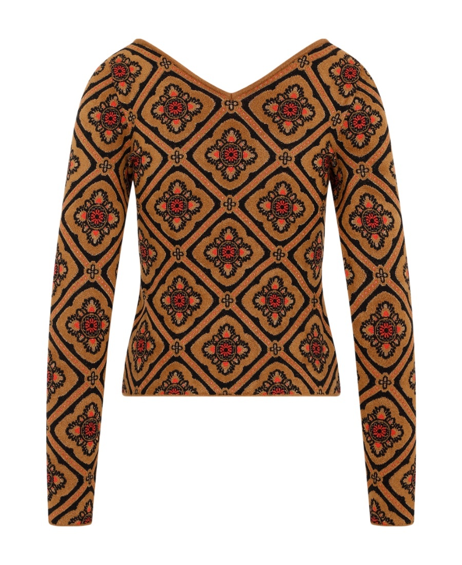 Etro Floral-jacquard Knitted Jumper In Brown