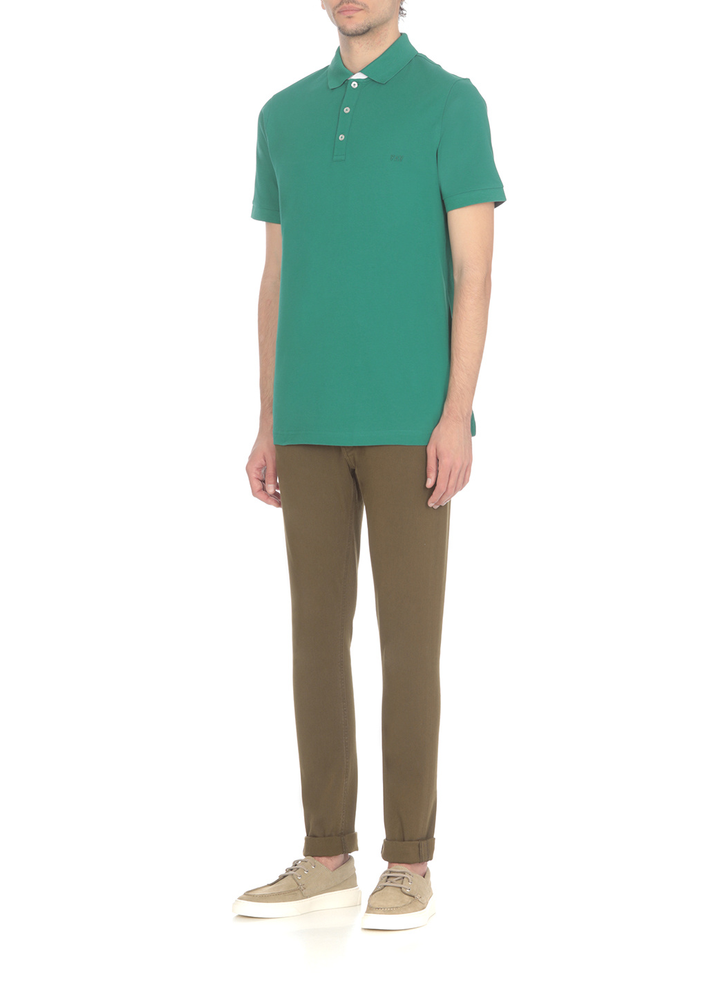 Fay Logo-embroidered Piqué Polo Shirt In Green