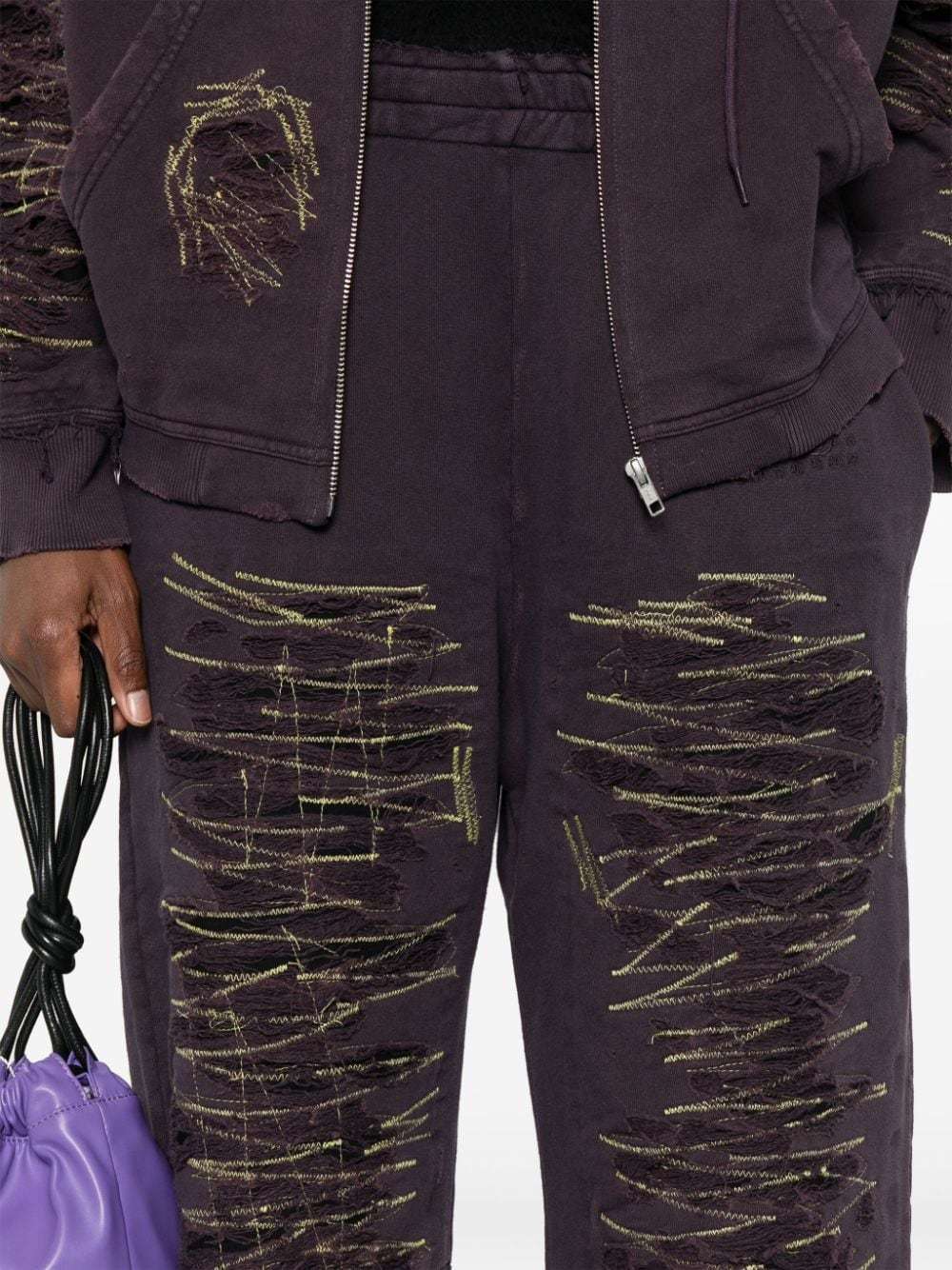 Mm6 Maison Margiela Purple Unbrushed Sweat Lounge Pants In Black