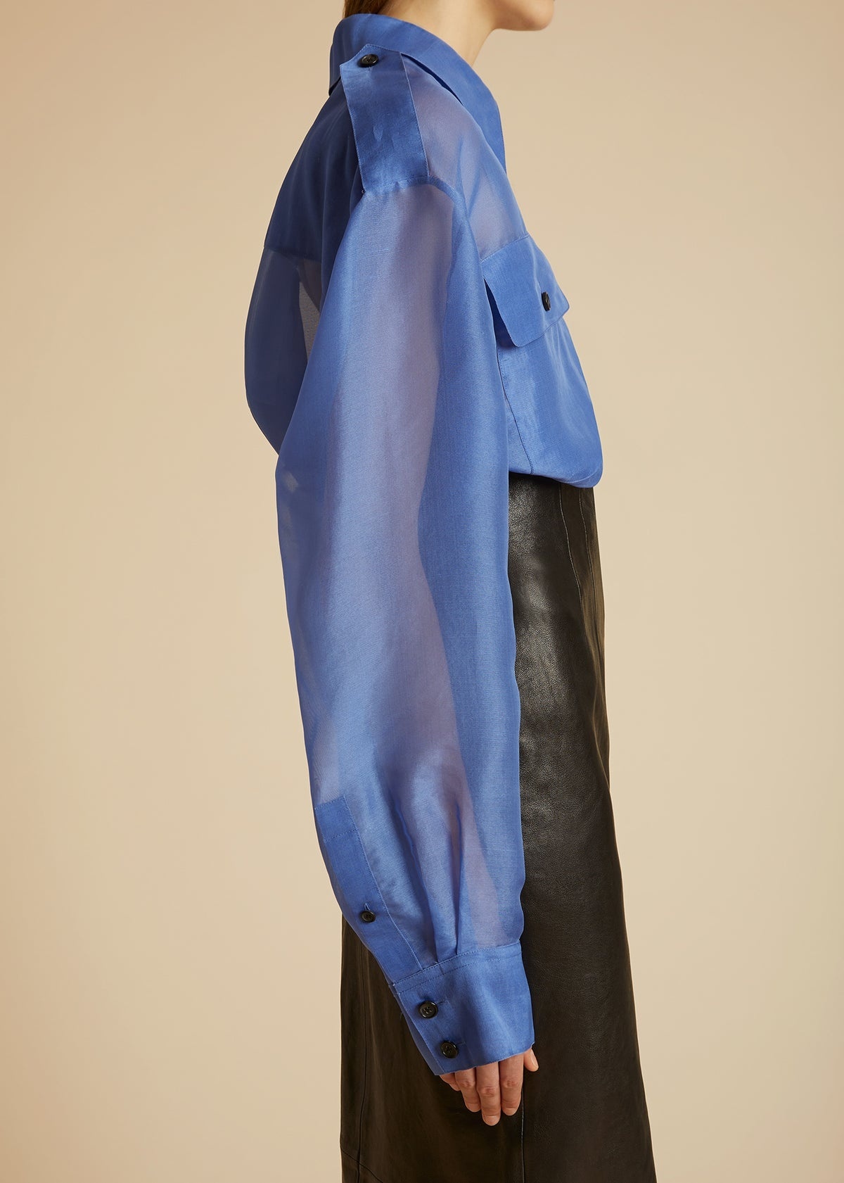 Shop Khaite The Missa Silk-organza Shirt In Blue