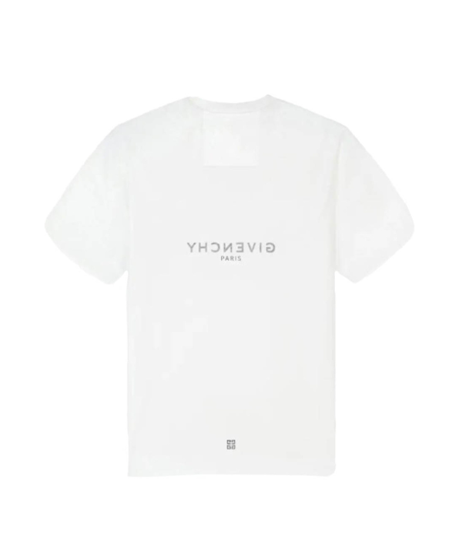 Givenchy White Crewneck T-shirt With Logo Print In Cotton Man In White