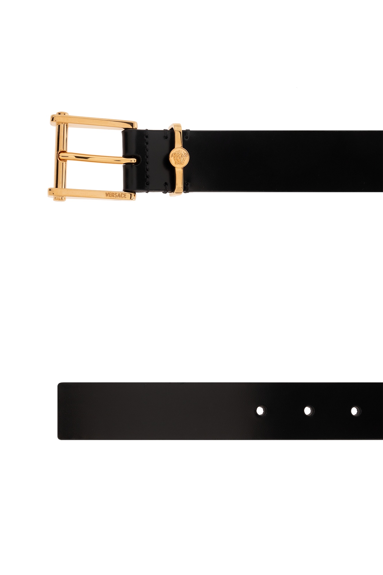 Versace Column Leather Adjustable Belt In Black