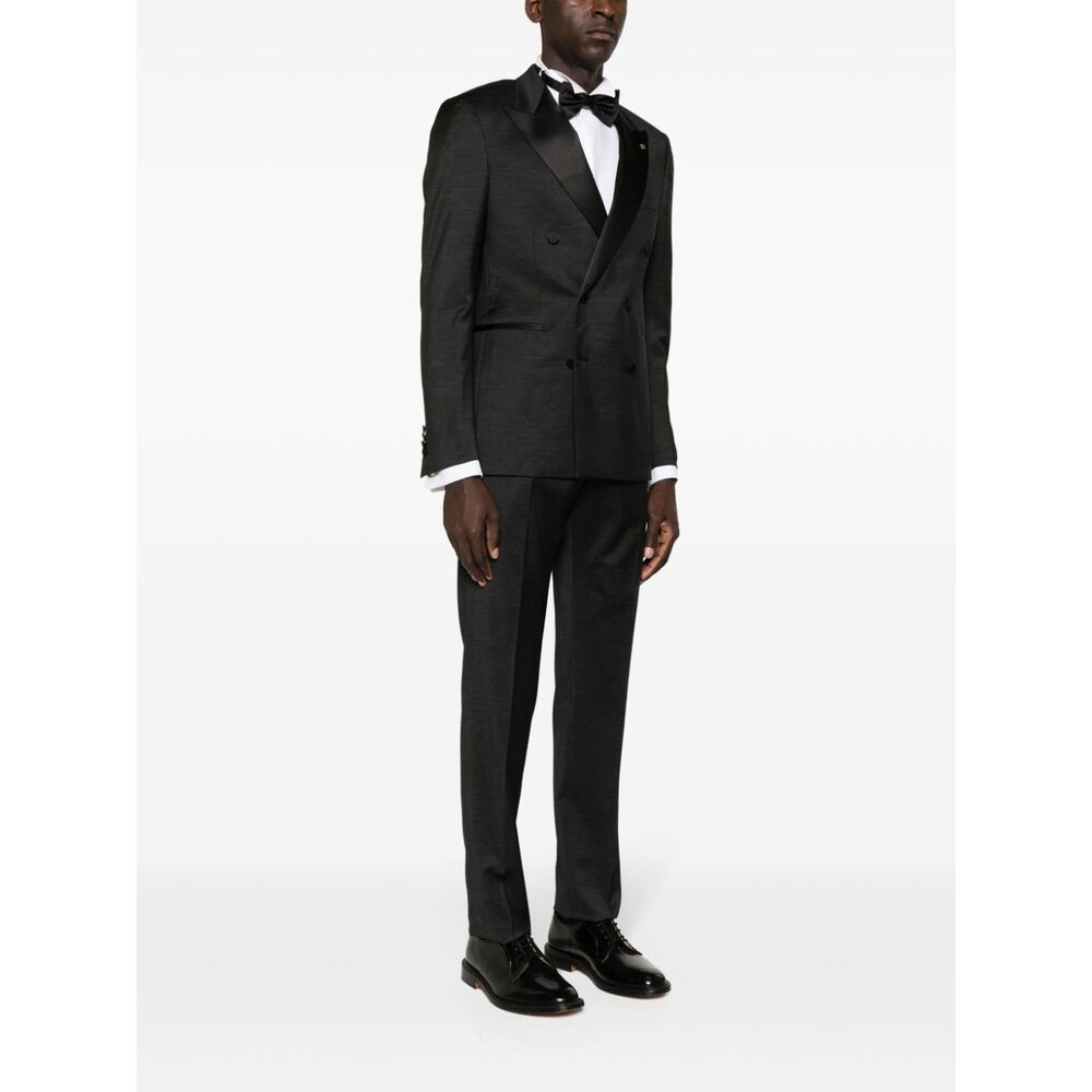 Shop Tagliatore Long Sleeve Jacket Belt Loop Pants Suit In Black