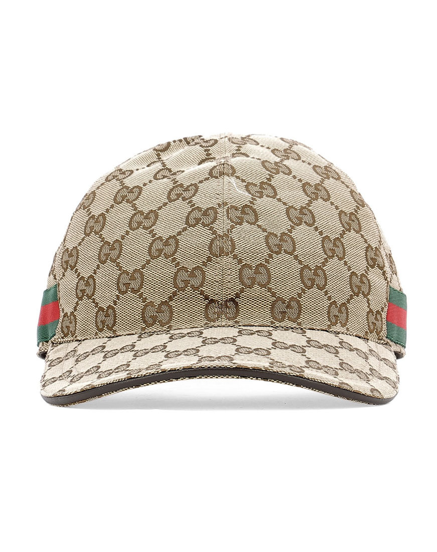 Gucci Men Beige Baseball Cap With Web Detail On The Side In Gg Canvas Man In Brown