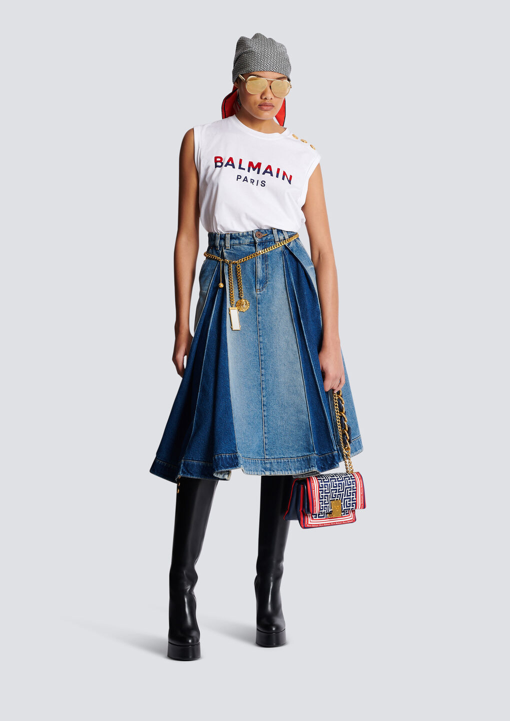Balmain Flocked-logo Tank Top In White