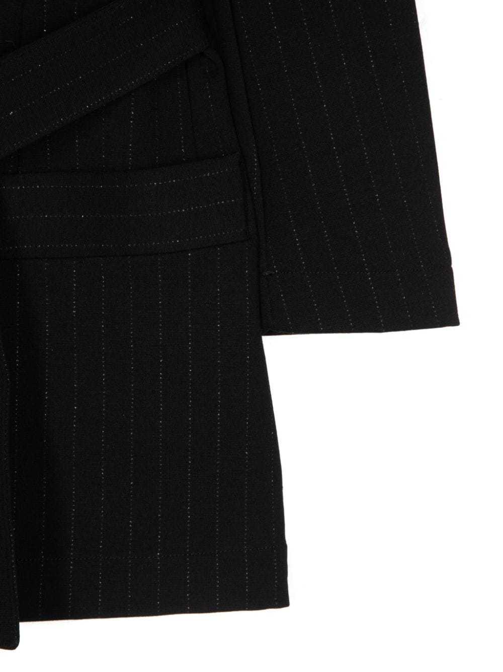 Balmain Striped Double-breasted Coat In Black