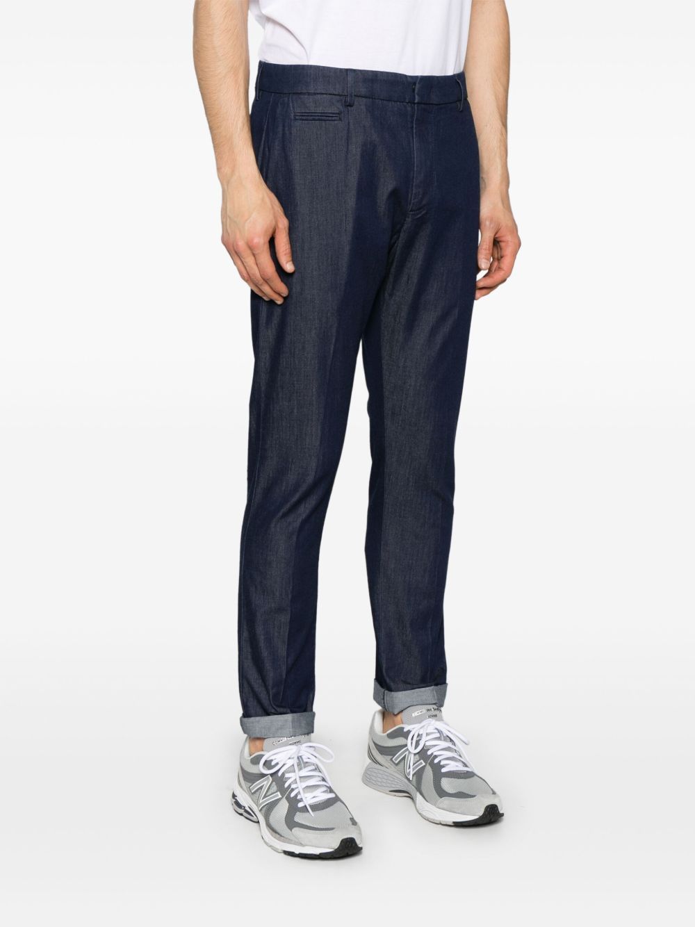 Dondup Joe Belted Turn-up Hem Trousers In Black