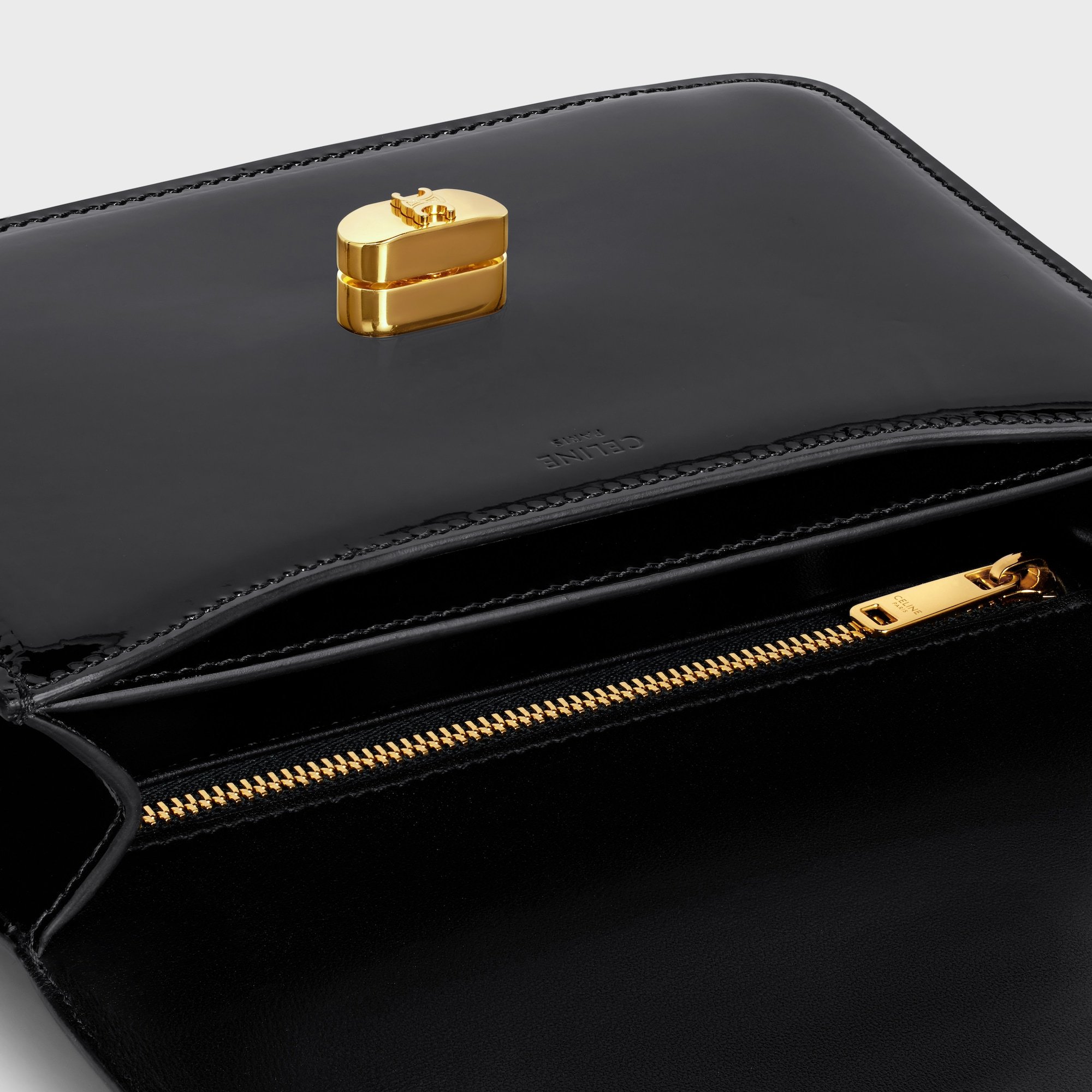 Celine Josephine Teen Leather Shoulder Bag In Black