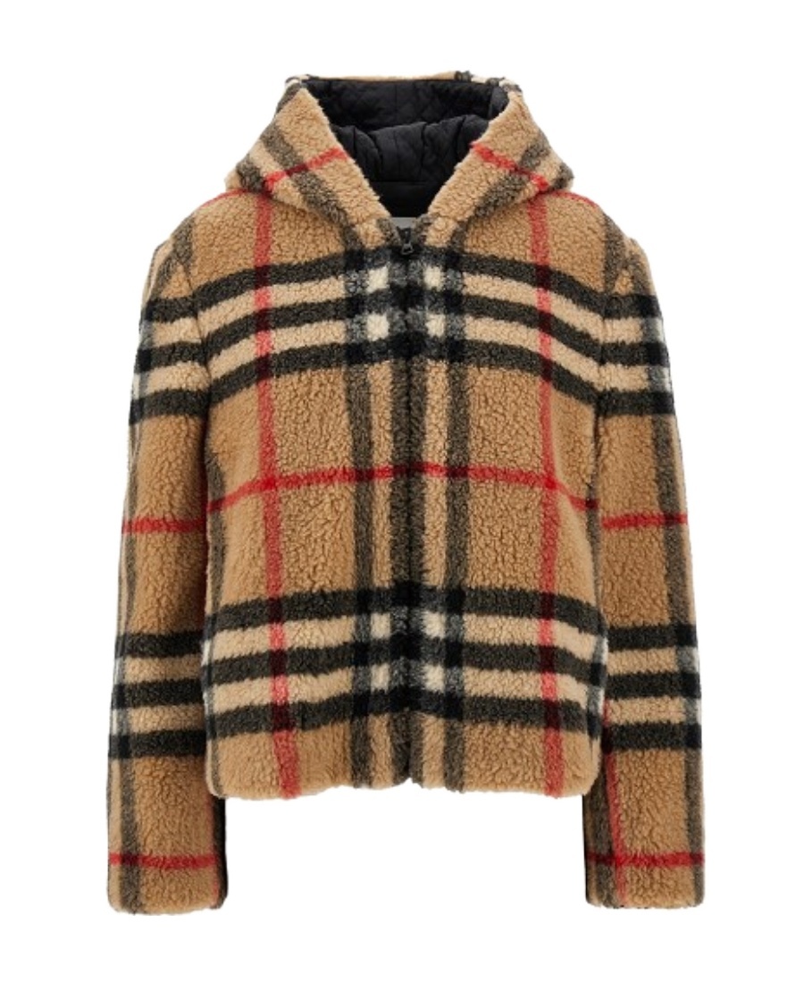 Burberry Vintage-check Fleece Hooded Jacket In Brown