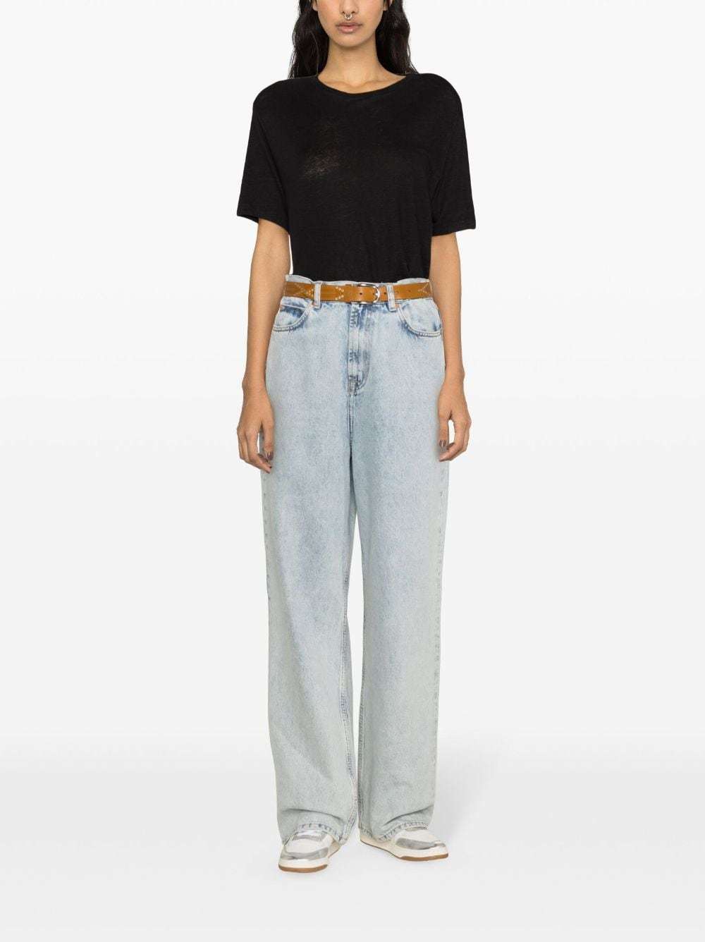 Isabel Marant Étoile Zewel Linen T-shirt In Black