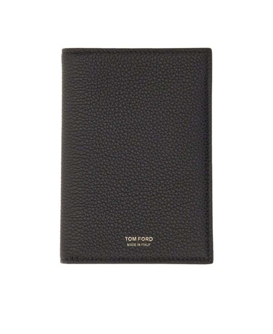 Tom Ford Engraved-logo Passport Holder In Black