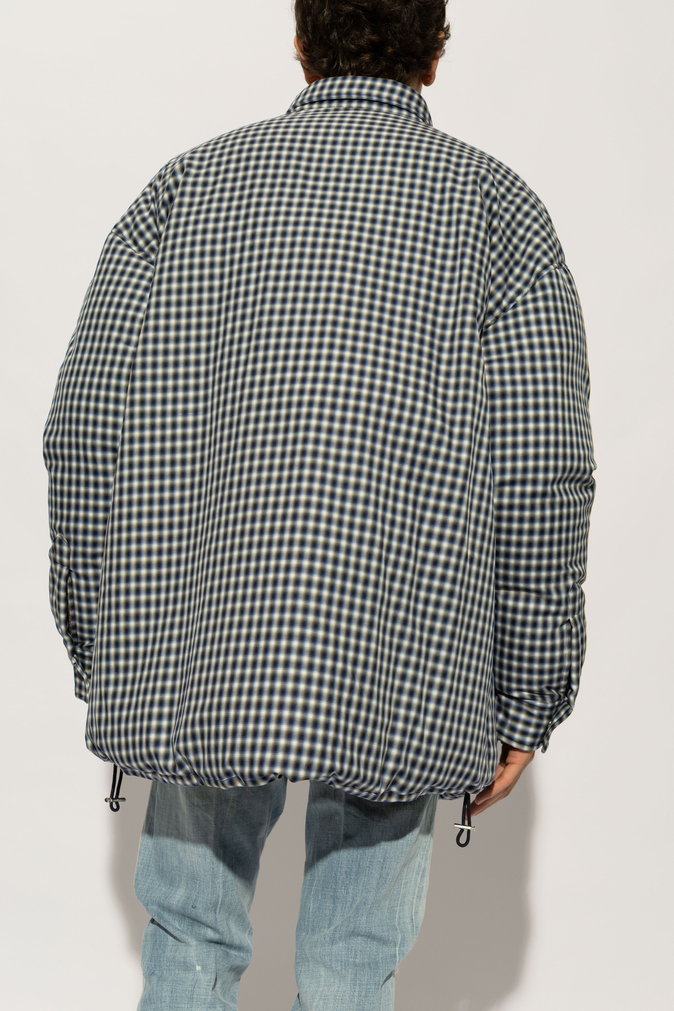 Dsquared2 Check-pattern Padded Jacket In Gray