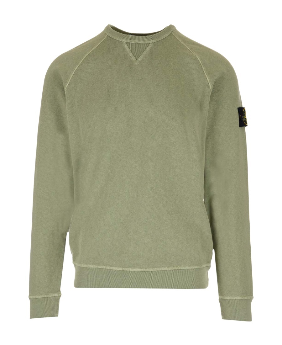 Stone Island Logo Patch Crewneck Sweatshirt In Green