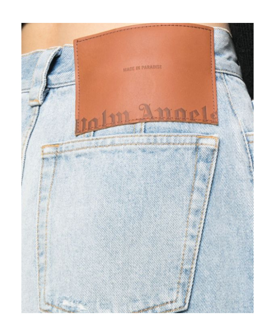 Palm Angels Blue Wide-leg Jeans In Blue