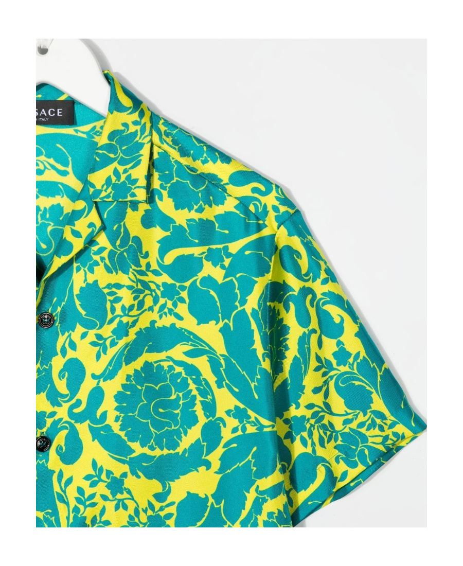 Versace Tie-dye Short-sleeve Shirt In Green