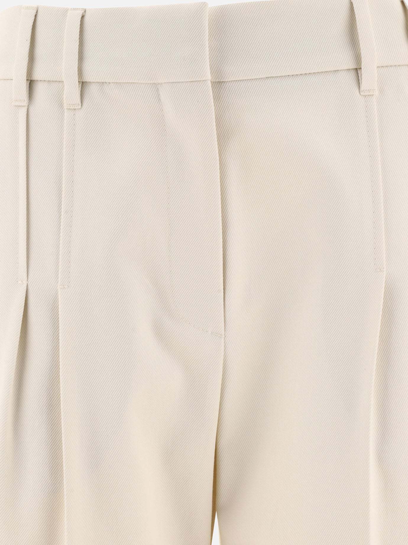 Brunello Cucinelli High-waisted Cotton Cigarette Trousers In White