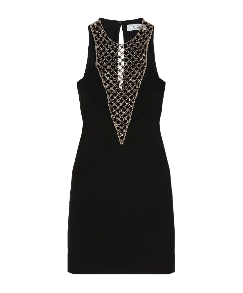 Attico Bead Embellished Mini Dress In Black