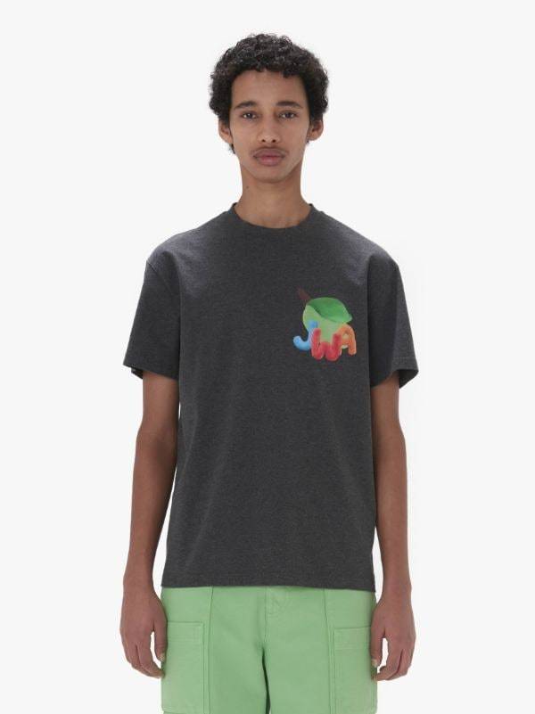 Jw Anderson Jwa Lime-print Cotton T-shirt In Black