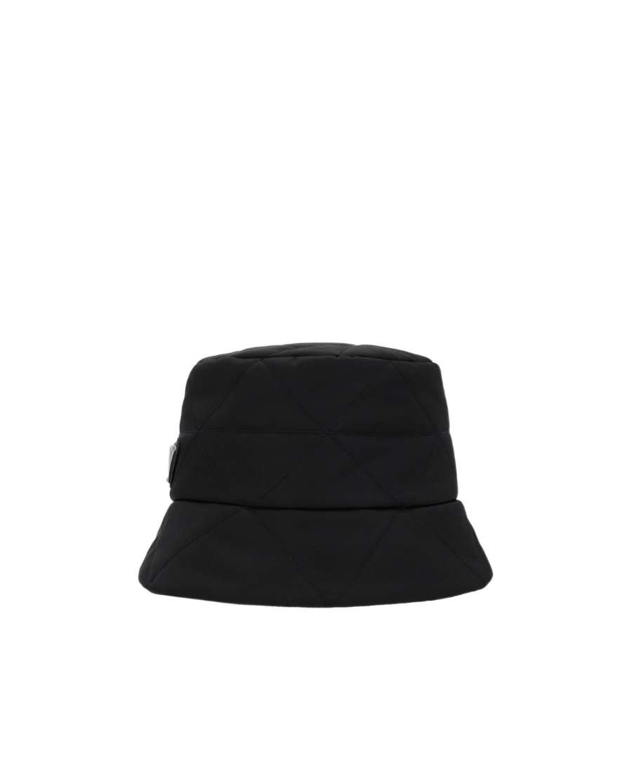 Prada Logo-embellished Shell Bucket Hat In Black