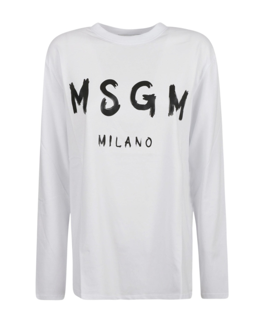 Msgm Long-sleeved T-shirt In White