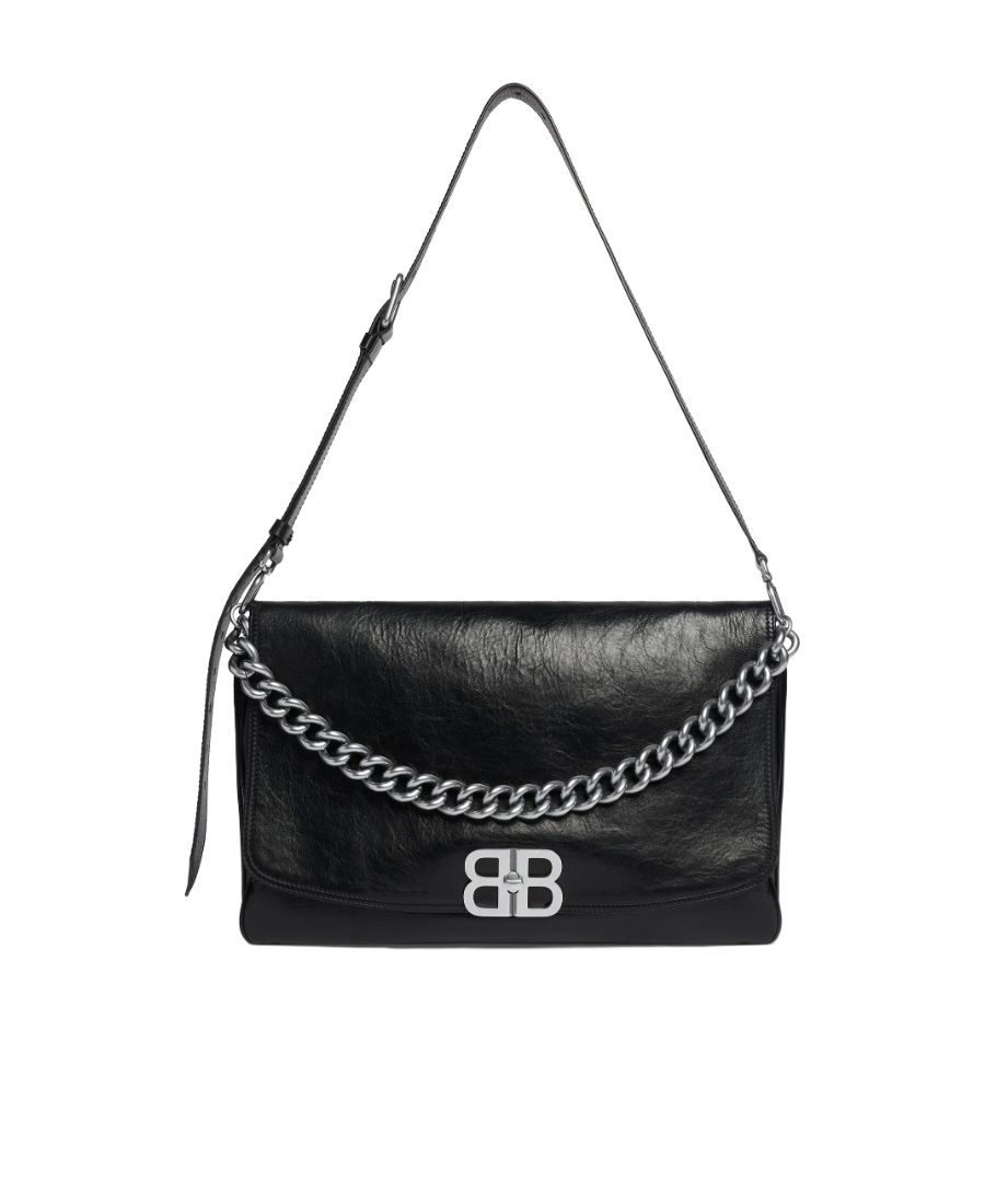 Balenciaga Large Bb Soft Shoulder Bag In Black