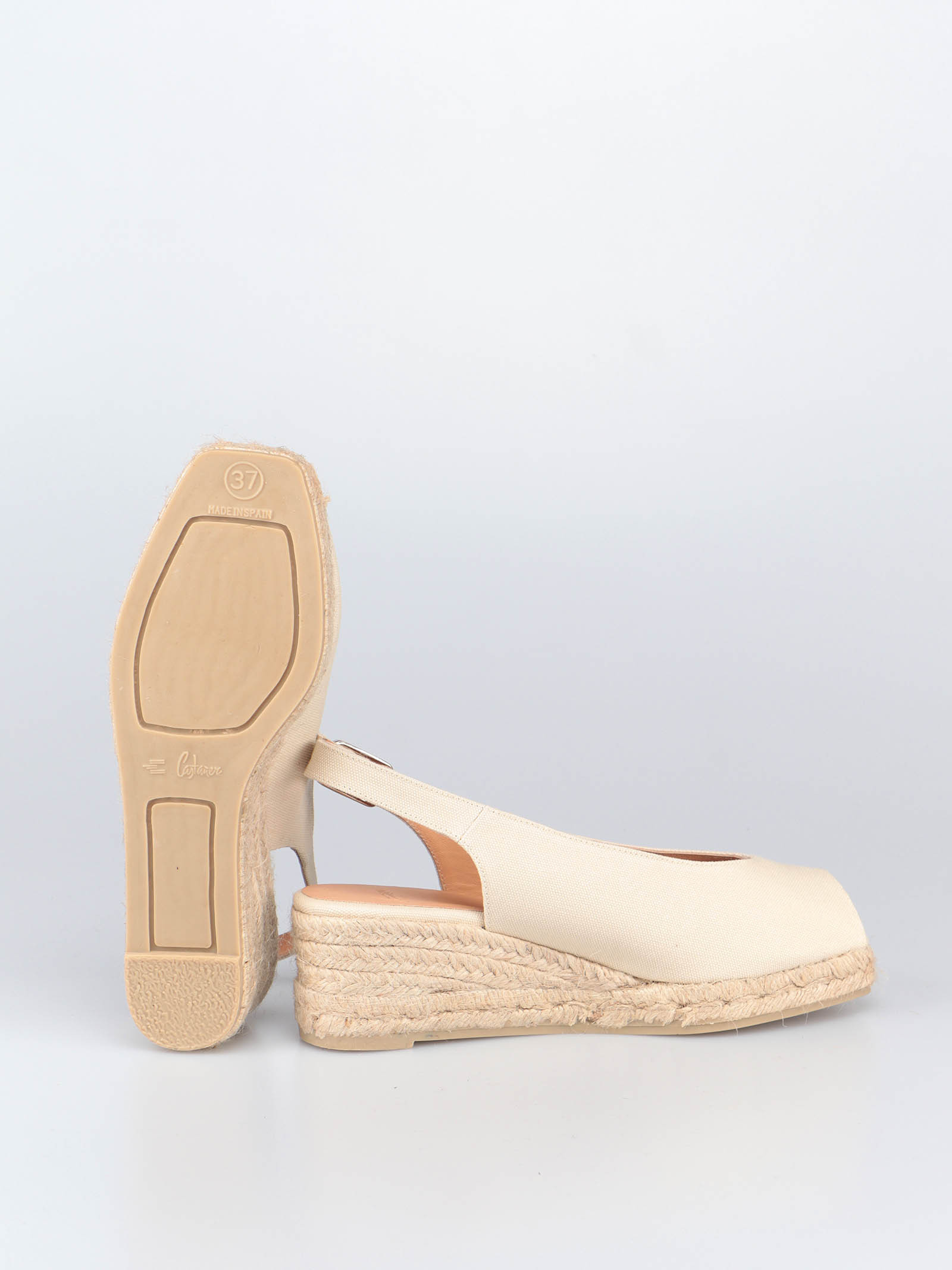 Castaã±er Dosalia Canvas Wedge Espadrille Sandals In Nude