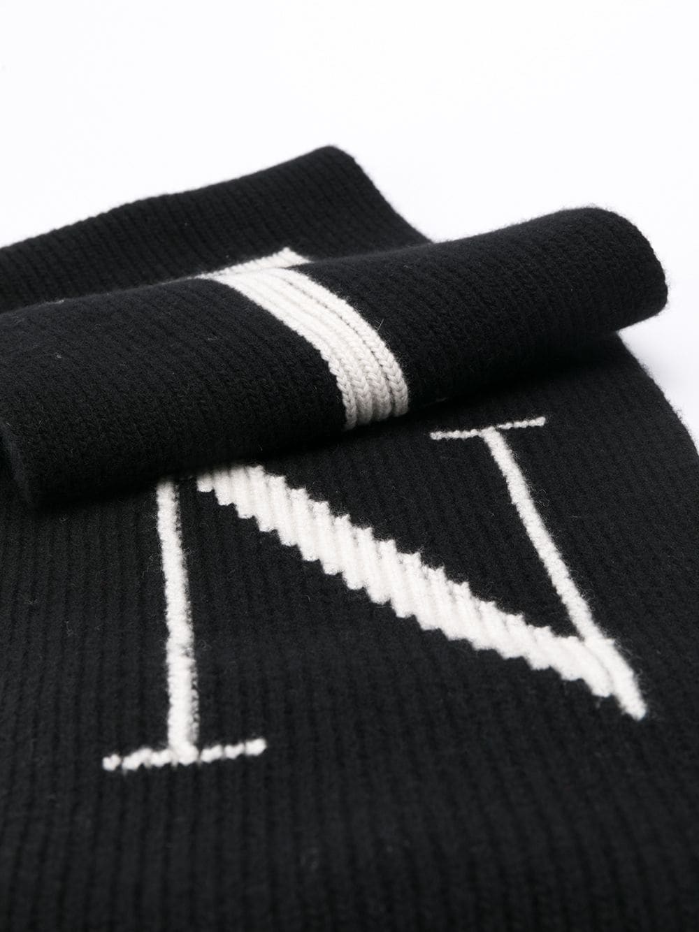 Valentino Knitted Logo Scarf In Black