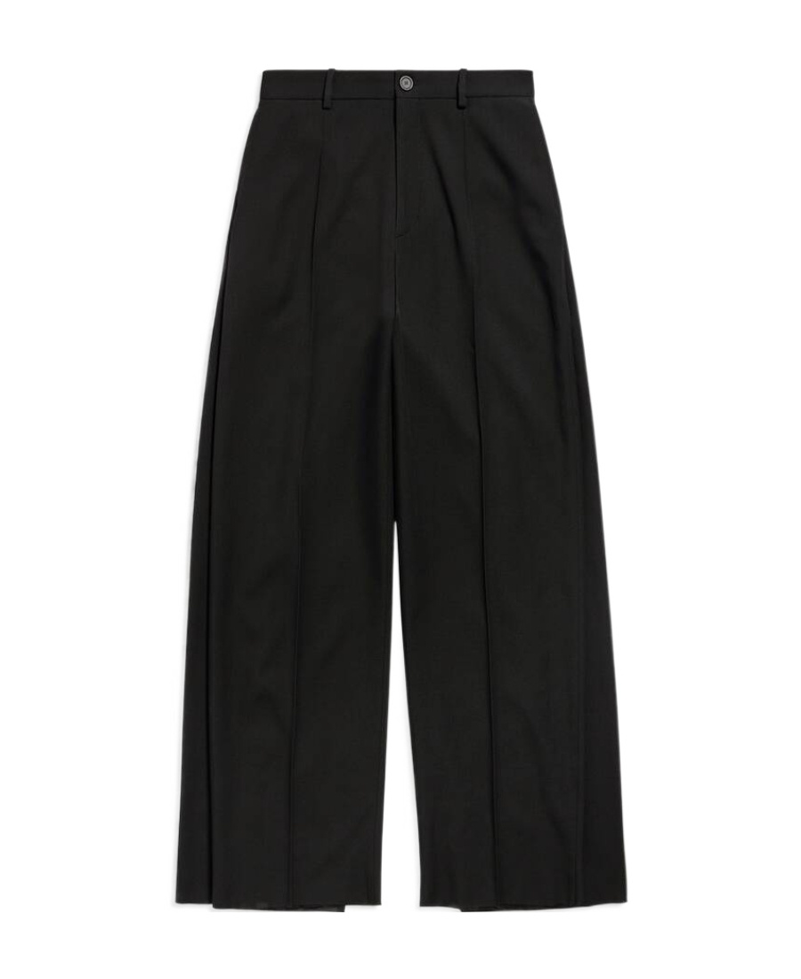 Balenciaga Double Front Wool Trousers In Black