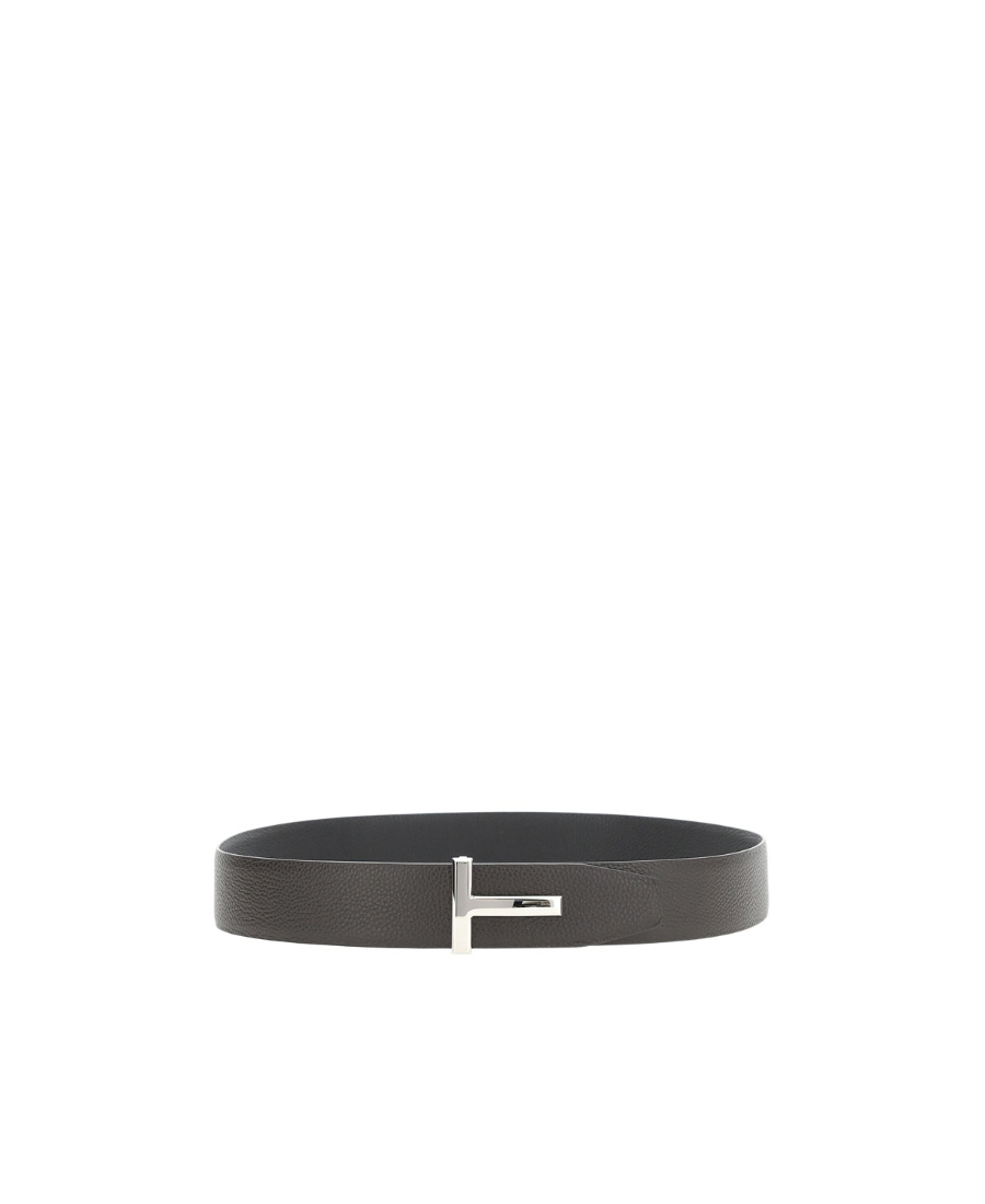 Tom Ford Logo-plaque Leather Belt In Black