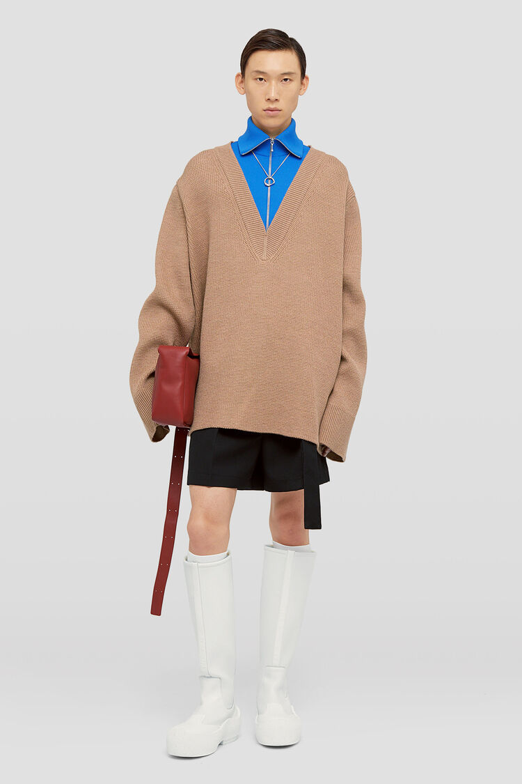 Jil Sander Layered-design Wool-blend Jumper In Nude