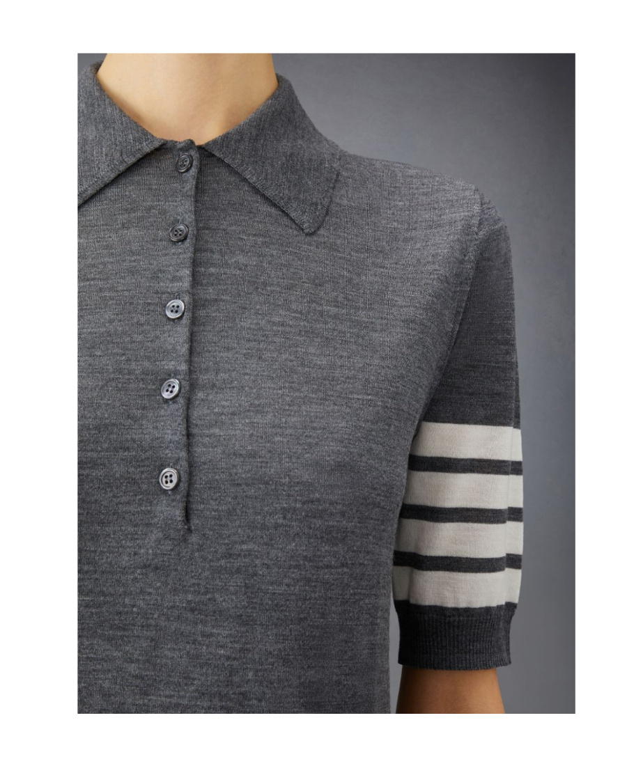 Thom Browne Freshly Cut Wool Knitted Polo Shirt
