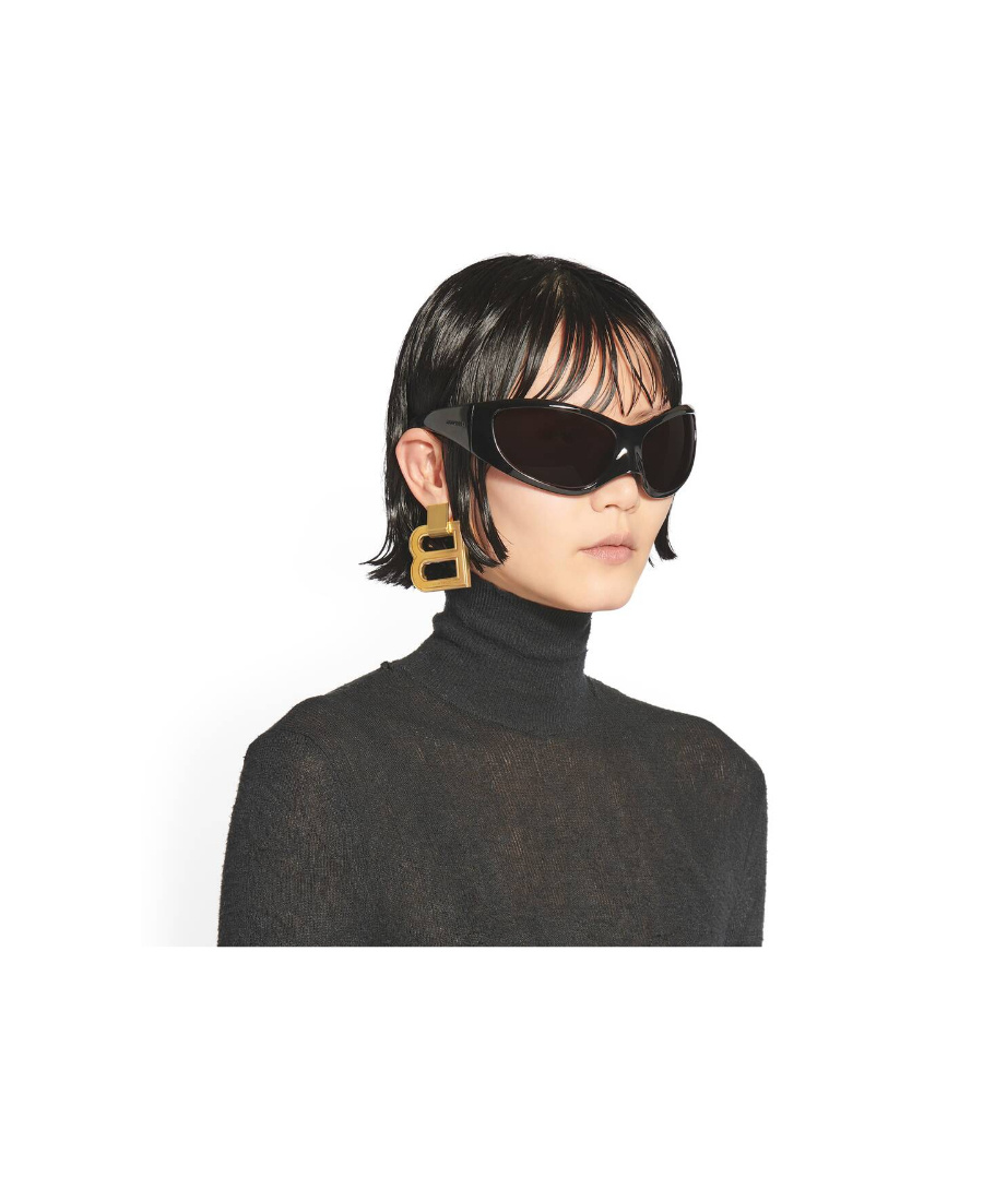 Balenciaga Skin Xxl Round-frame Sunglasses In Black