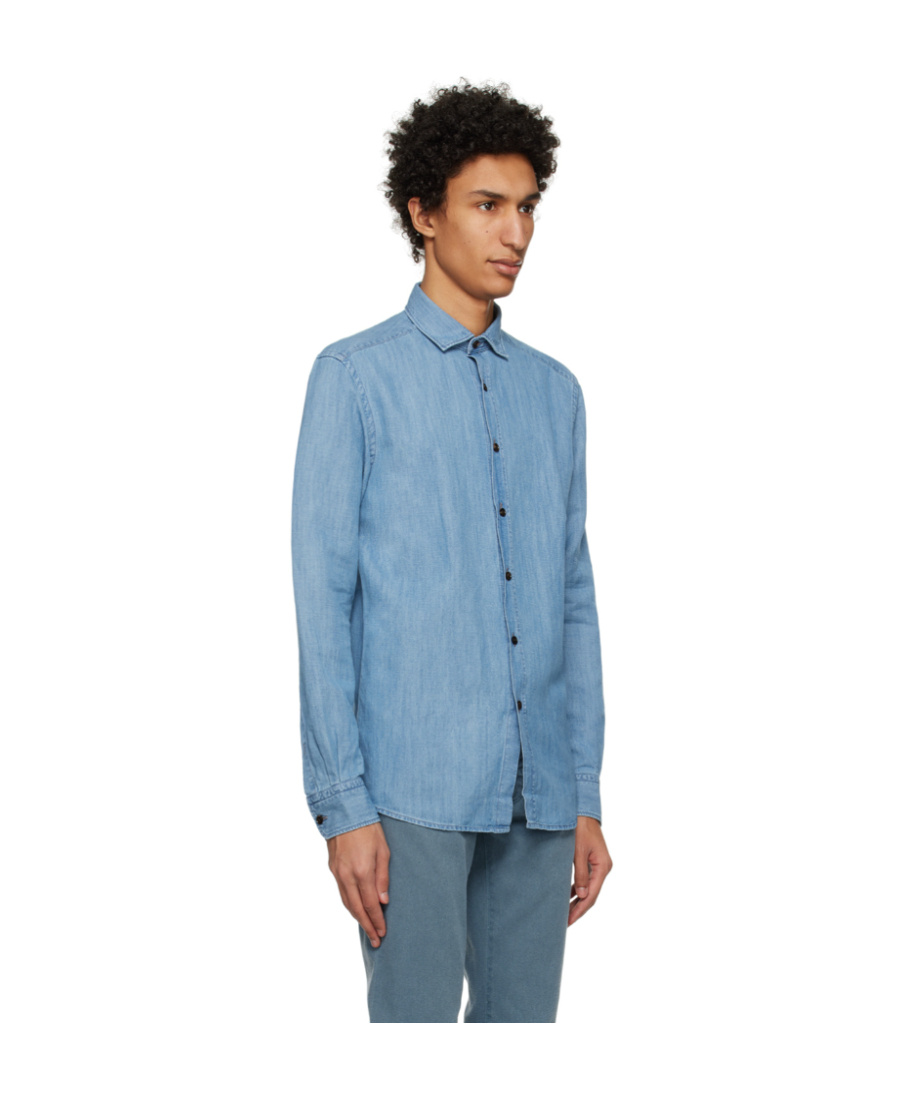 ZEGNA BUTTON-FASTENING DENIM SHIRT 