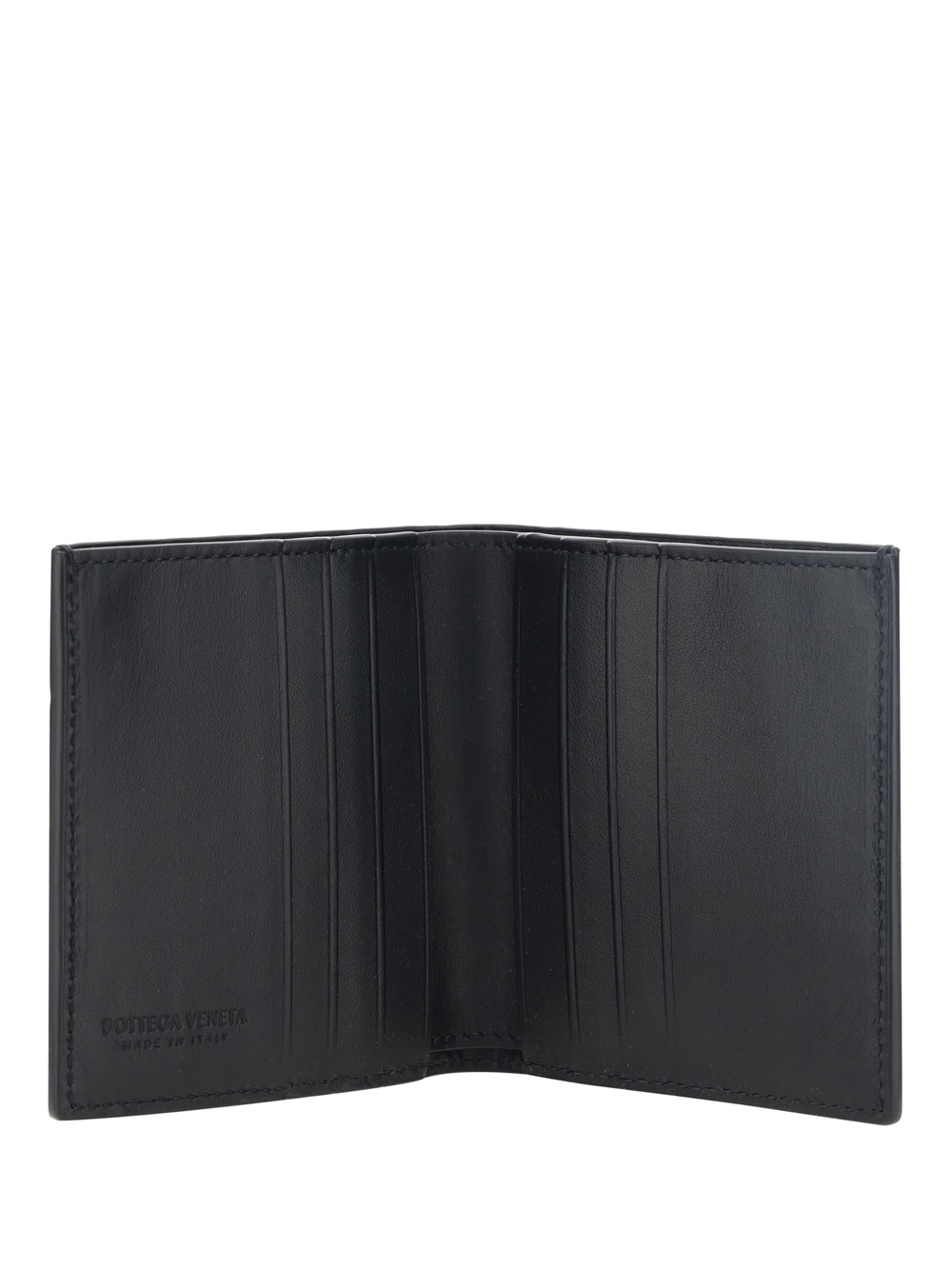Bottega Veneta Bi-fold Intrecciato Leather Wallet In Black