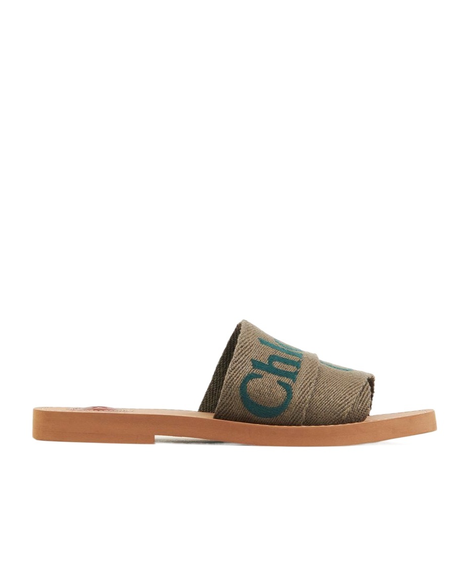 Chloé Khaki Woody Sandals In Brown
