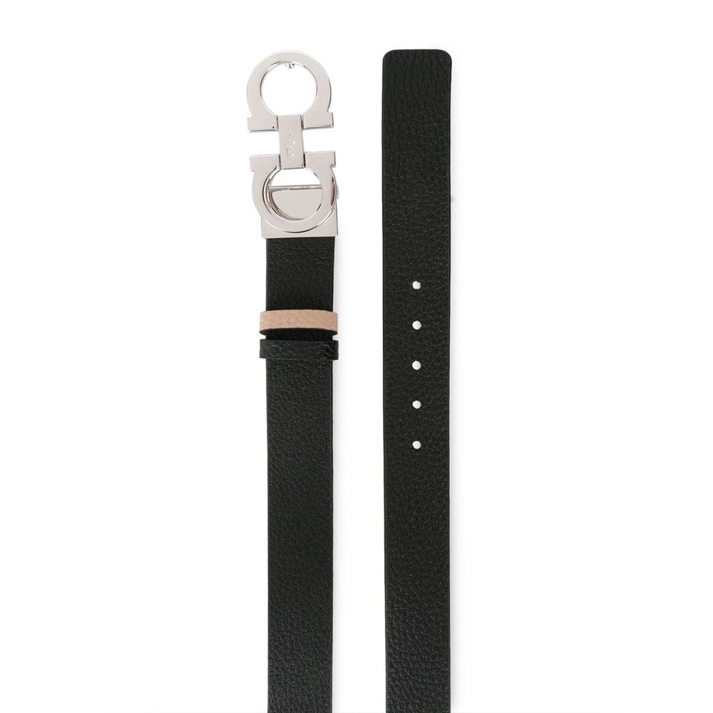 Ferragamo Double-sided Buckle Logo Belt In Black
