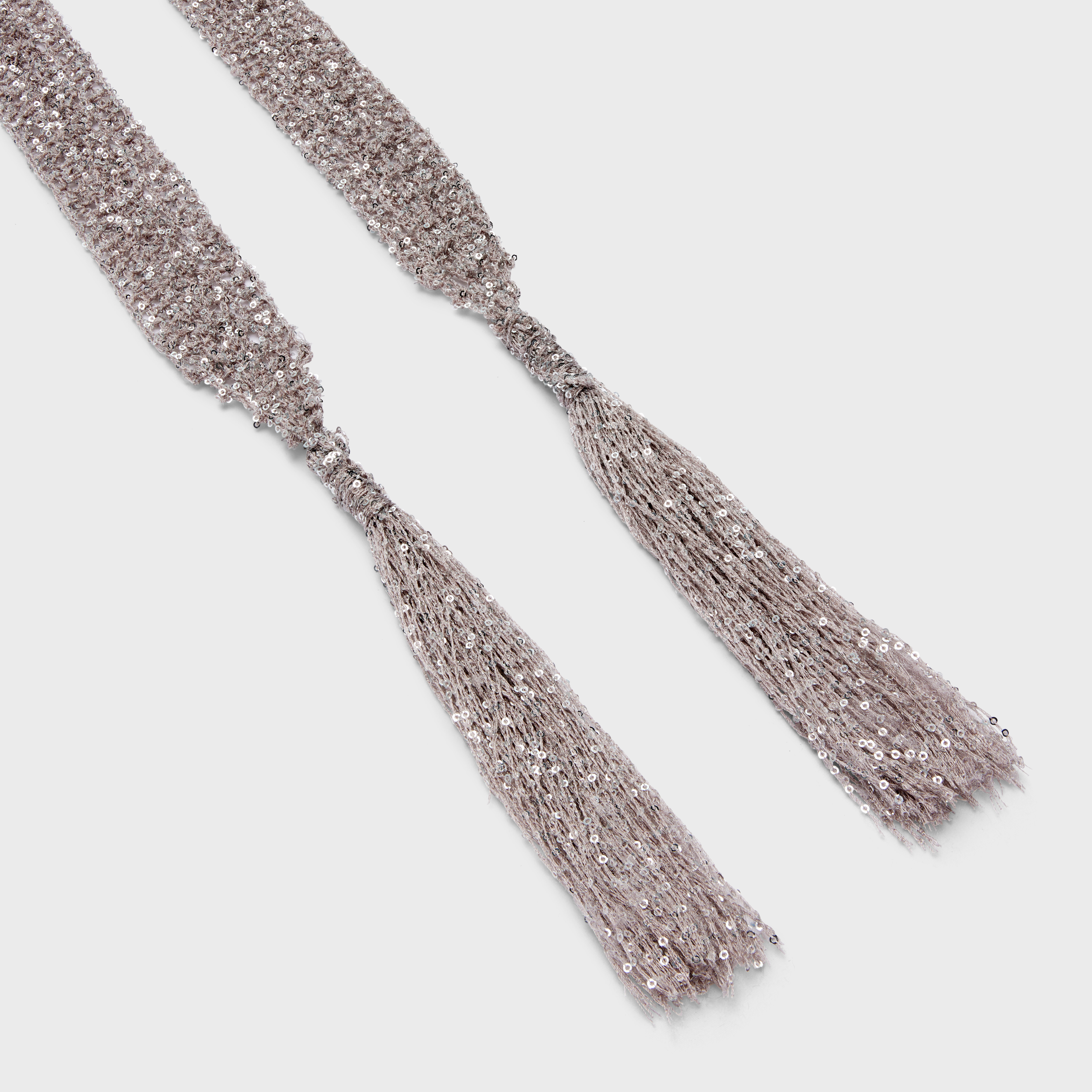 Celine Thin Scarf With Sequined Crochet In Gray