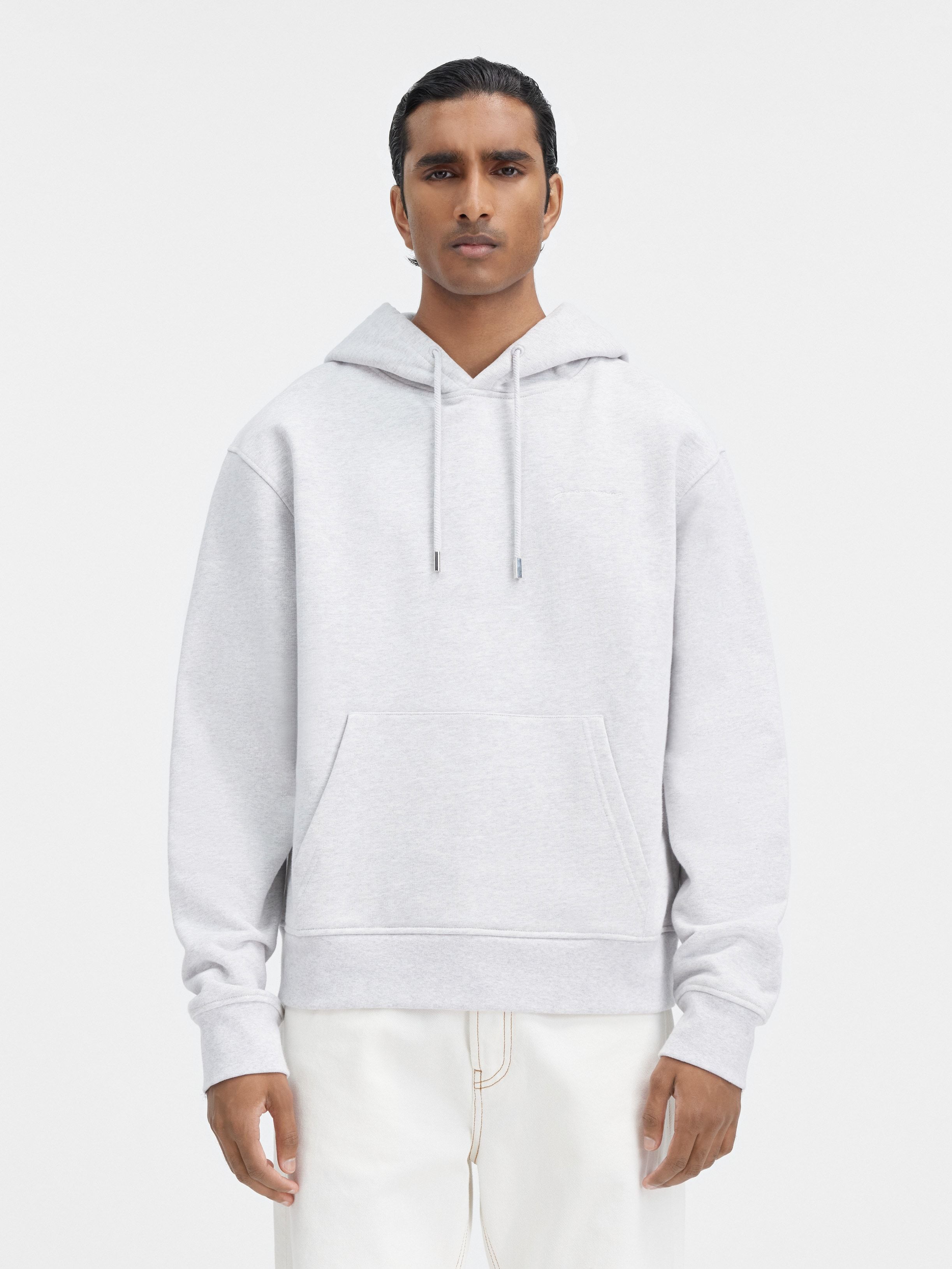 Jacquemus Logo Embroidered Drawstring Hoodie In White