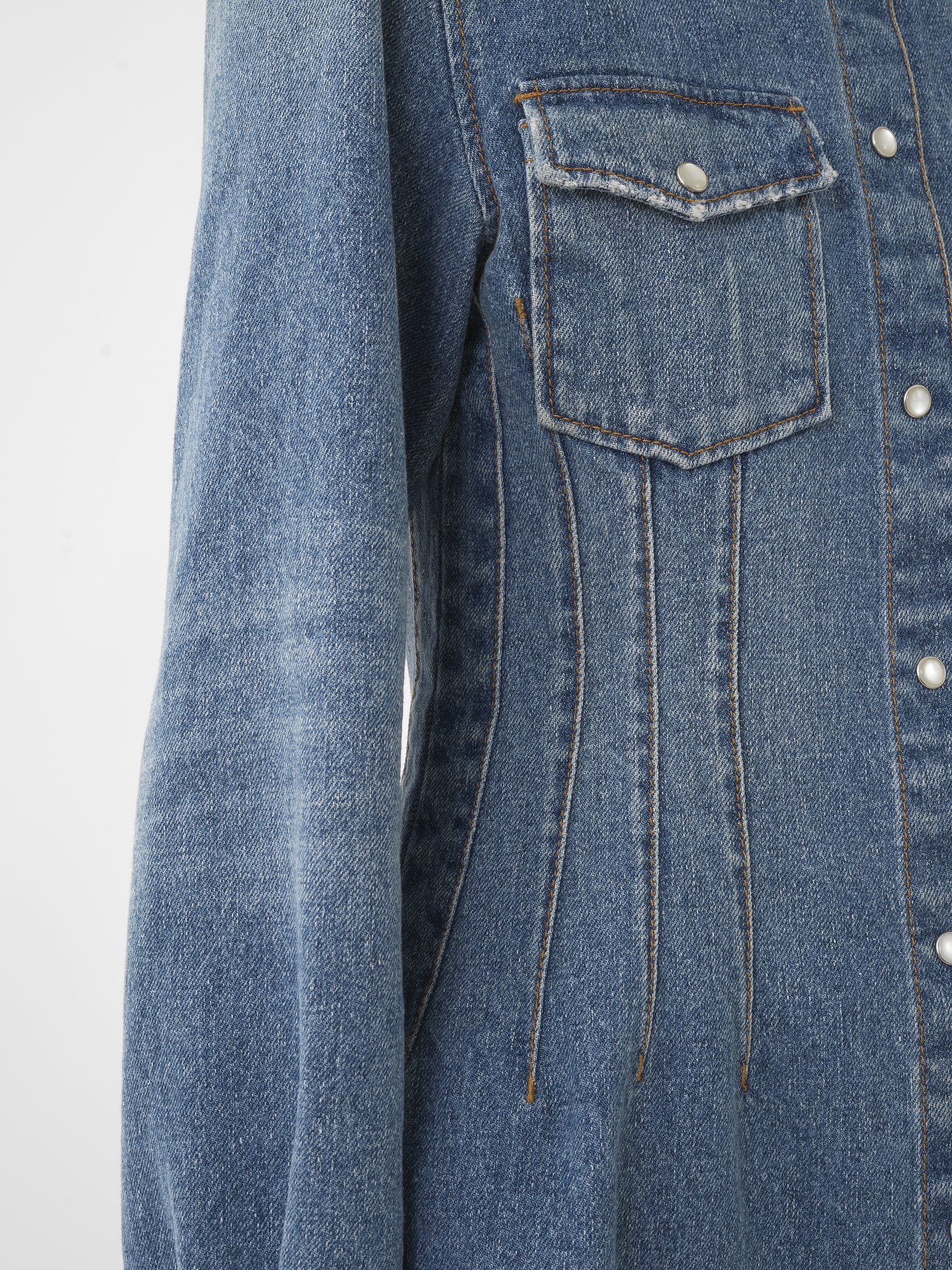 Shop Chloé Corset Detailed Western Shirt In Blue