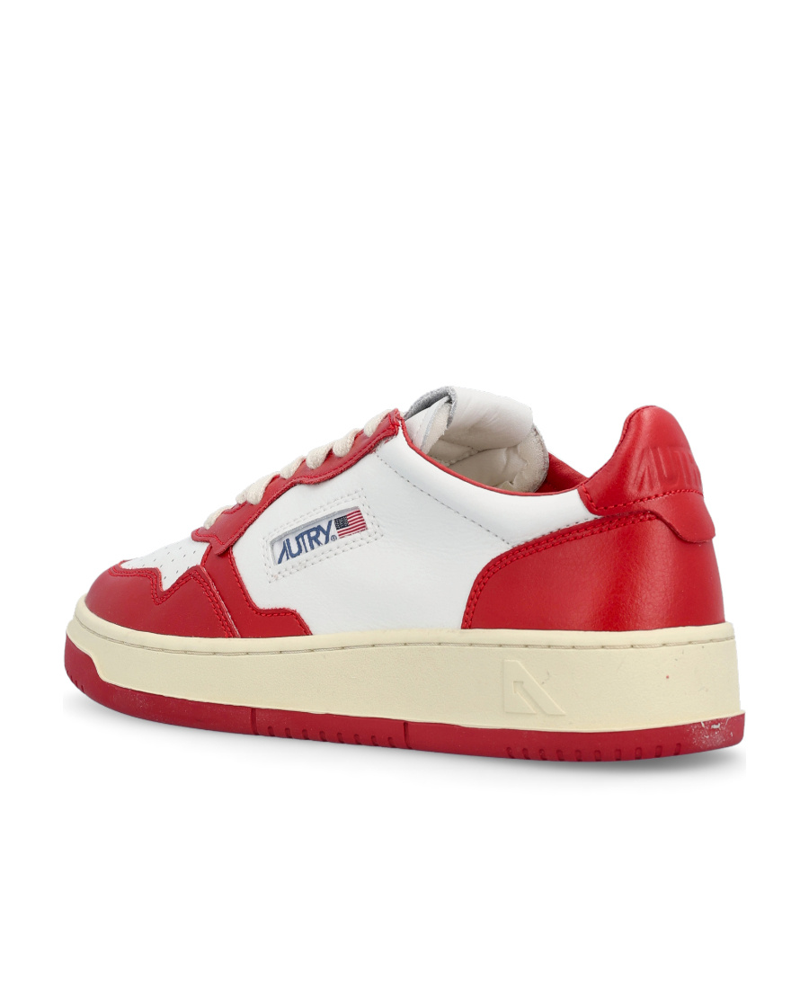 Autry Contrast-panel Leather Sneakers In Red