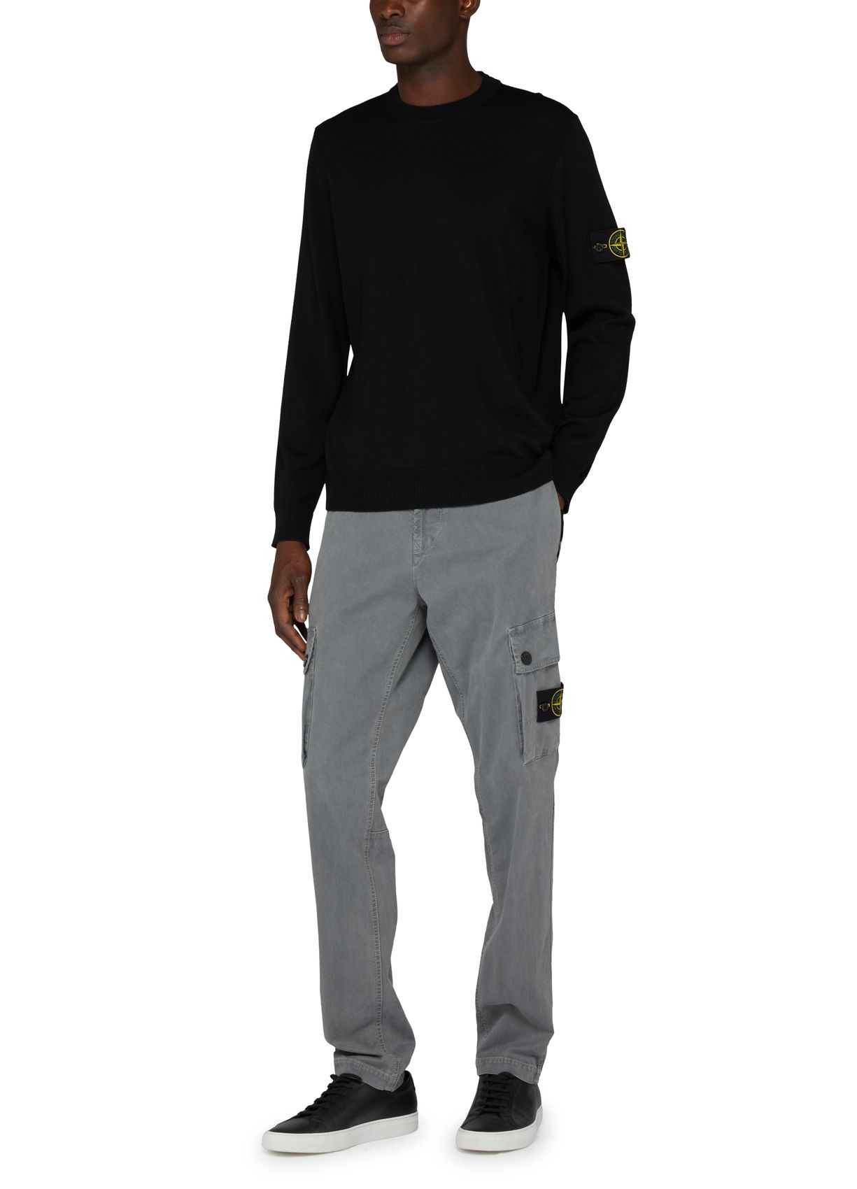 Shop Stone Island Logo Sticker Sweater In Black