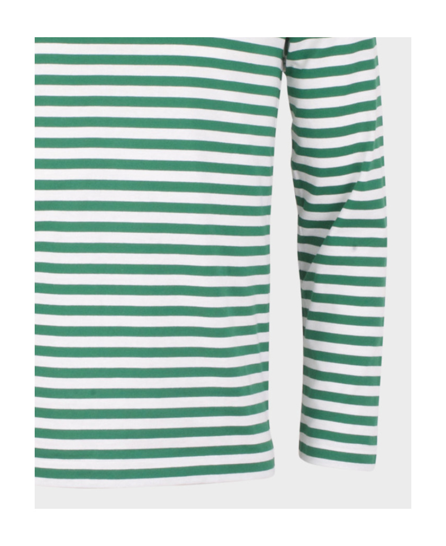 Comme Des Garçons Play Striped Heart Embellished Top In Green