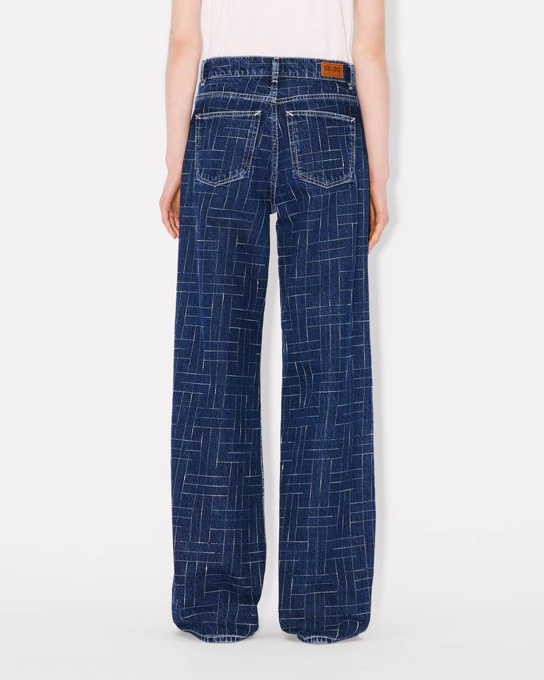 Kenzo ' Weave' Ayame Wide Pants In Japanese Denim In Blue