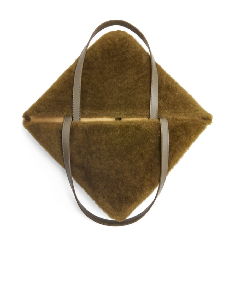 Loewe Puzzle Fold Logo Handbag In Deep Khaki Green