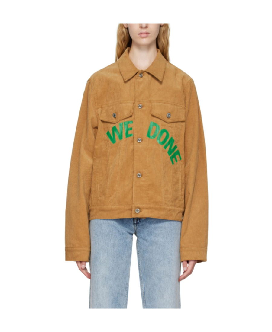 We11 Done Logo-print Corduroy Jacket In Brown